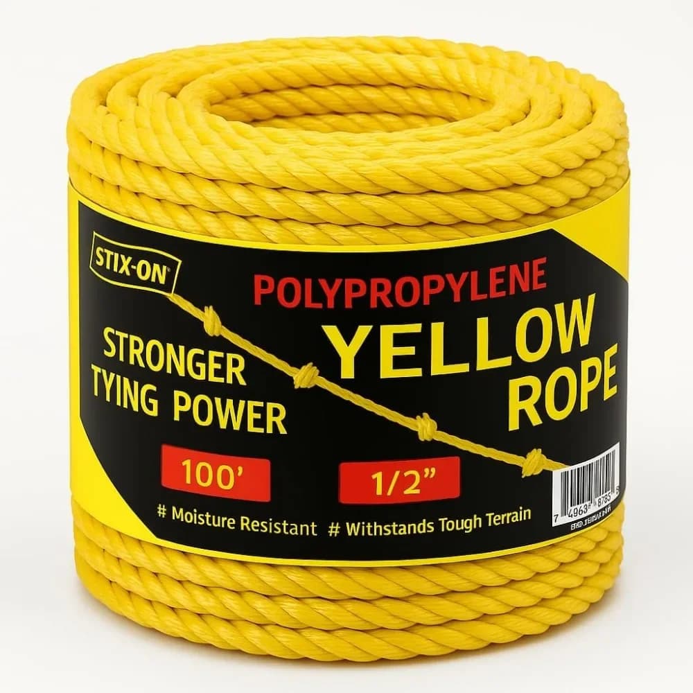 Corda Marina in Polipropilene Giallo Resistente da 30 Metri (1/2 Pollice), Resistente a Olio e Calore, Alta Resistenza alla Trazione per Barche e Pontili