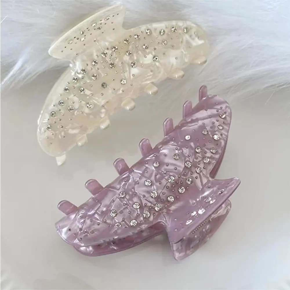 Sweet diamond strass claw for hair clip shark fork acetic acid clip shark hair clip geometry streetwear