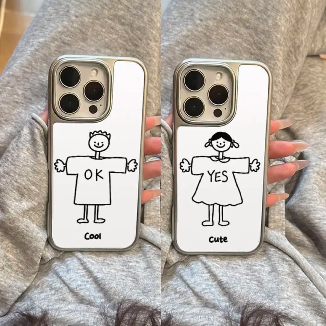 Cover Minimalista Elettroplaccata con Colla a Goccia per Ragazzi e Ragazze, per iPhone 17 Air 16 Pro Max 15 14 Plus 13 12 Pro 11