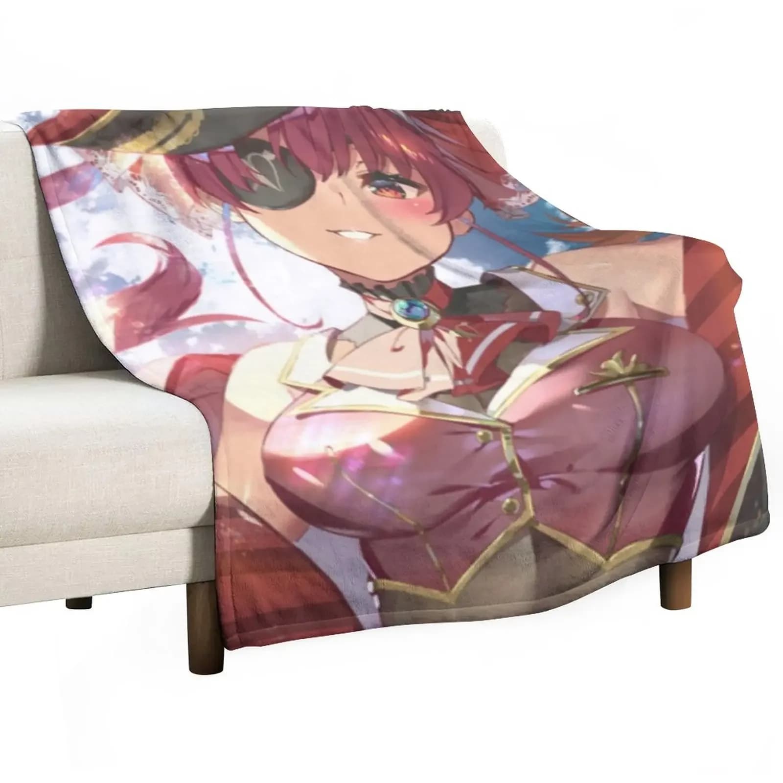 Houshou Marine indossando abiti da pirata coperta da tiro coperta soffice e pelosa manga