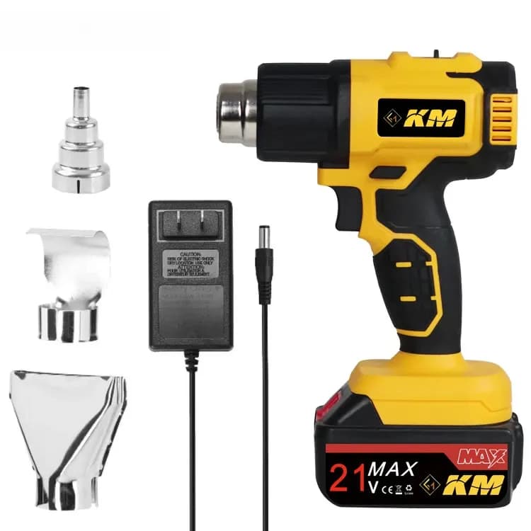 Per KM Pistola ad aria calda Mini pistola riscaldante senza fili agli ioni di litio Pistola termica portatile con 2 batterie