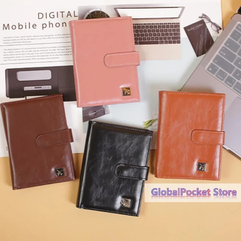 [TG823]Pink PU Leather Passport Holder With Secure Buckle Multi Card Slots For