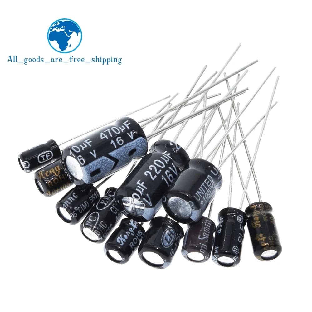 Kit da 120 condensatori elettrolitici da 1uF-470uF per Arduino (1uF, 2.2uF, 3.3uF, 4.7uF, 10uF, 22uF, 33uF, 47uF, 100uF, 220uF)