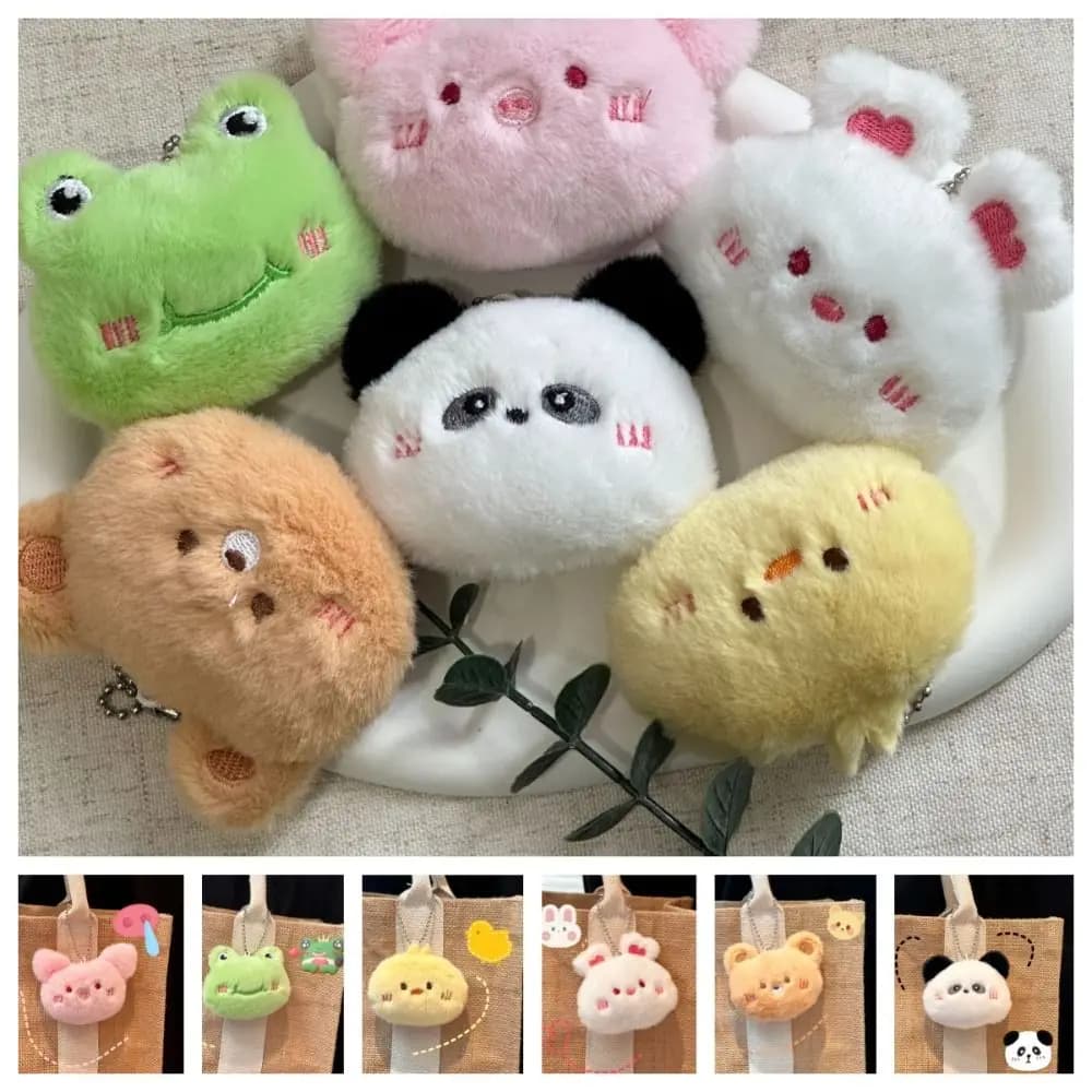 Piggy Squeeze Panda peluche portachiavi peluche farcito morbido ciondolo orsetto cartone animato portachiavi squittio coniglio bambola regalo di compleanno