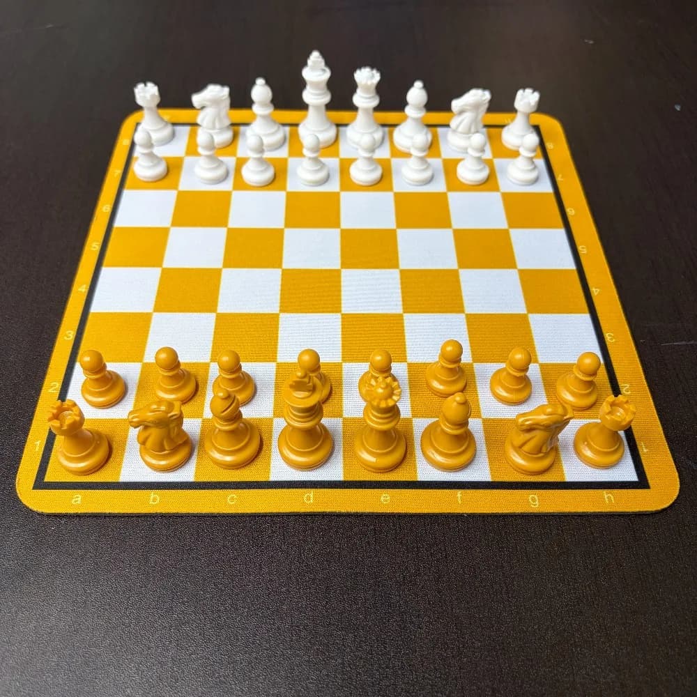 Chess Set Yellow 24*24cm | Includes 32 High-Quality Chess Pieces in YELLOW Pearl White - Ideal for Outdoor Parties
