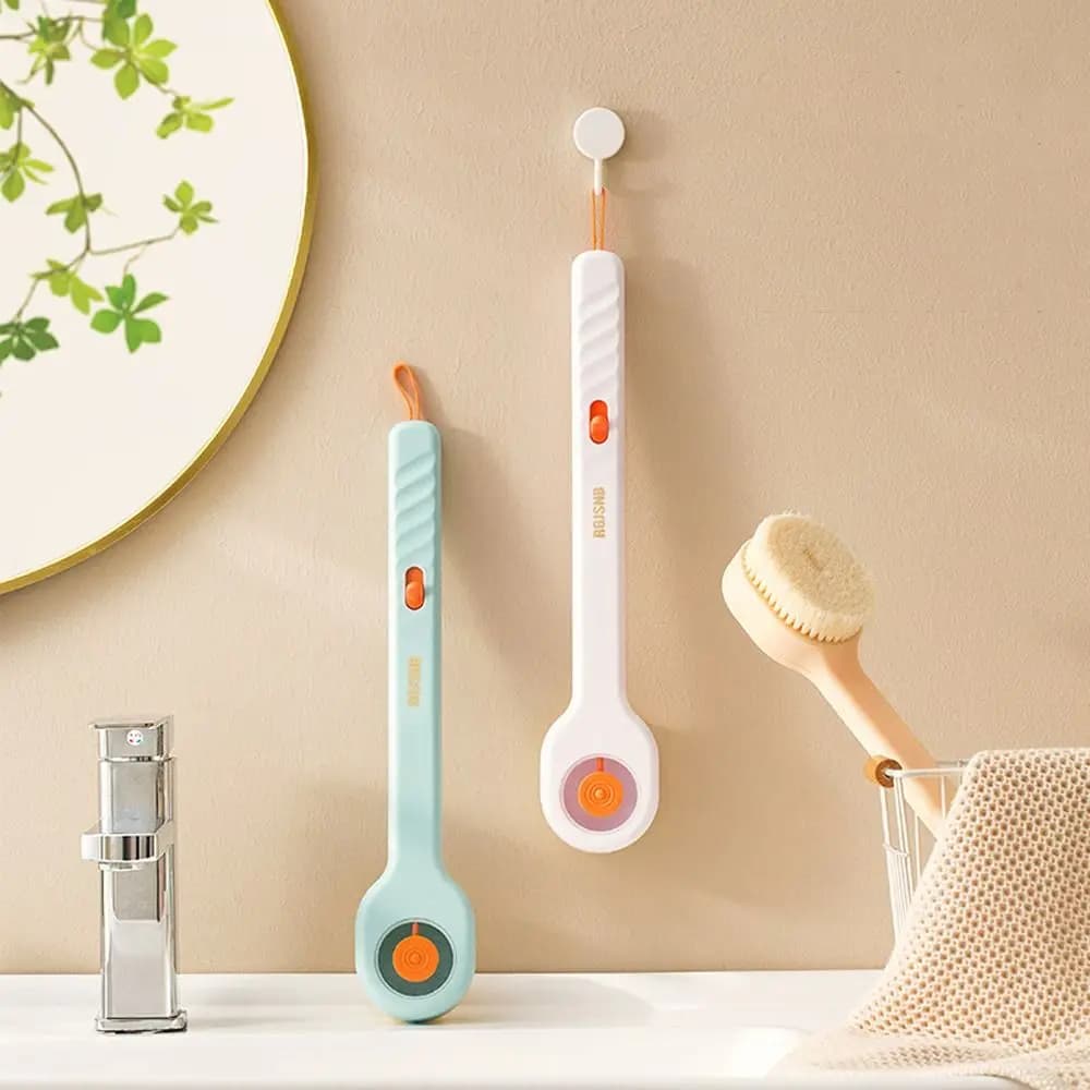 Spazzola da doccia con manico lungo Esfoliazione morbida dei capelli Spazzola da bagno comoda con dispenser di sapone Spazzola da massaggio per il bagno di casa