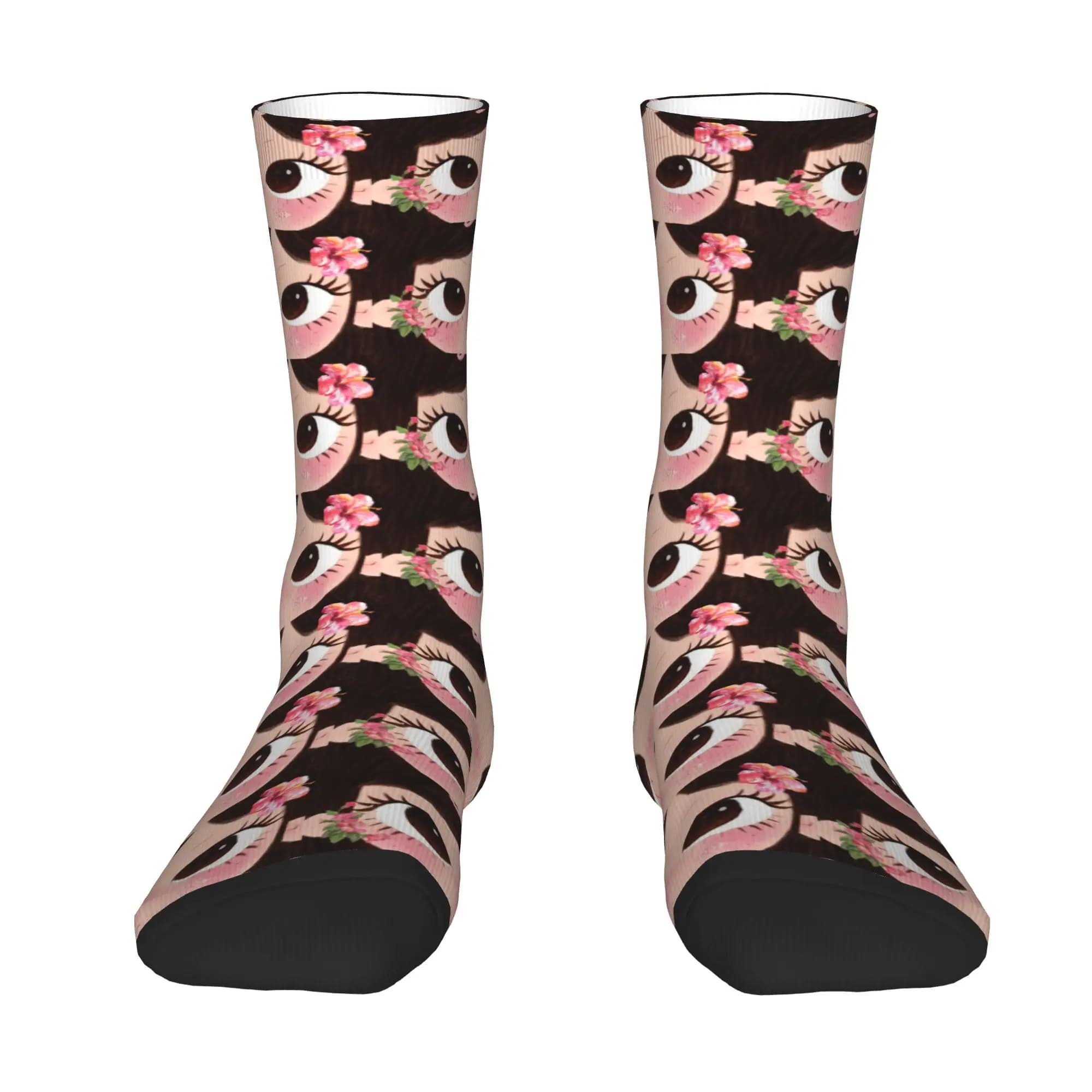 Custom Big Eyes Girl Comic Men Women Crew Socks Unisex Novelty 3D Printing Dress Socks