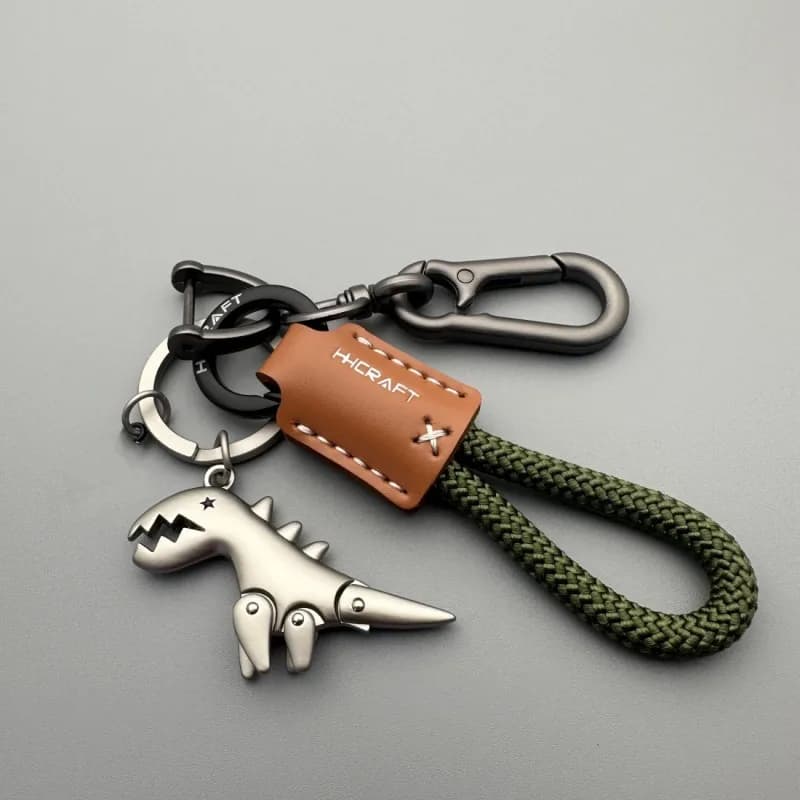 Accessories for motorcycle decoration and car key chain Metal key chain with single leather braided rope Small gift pendant