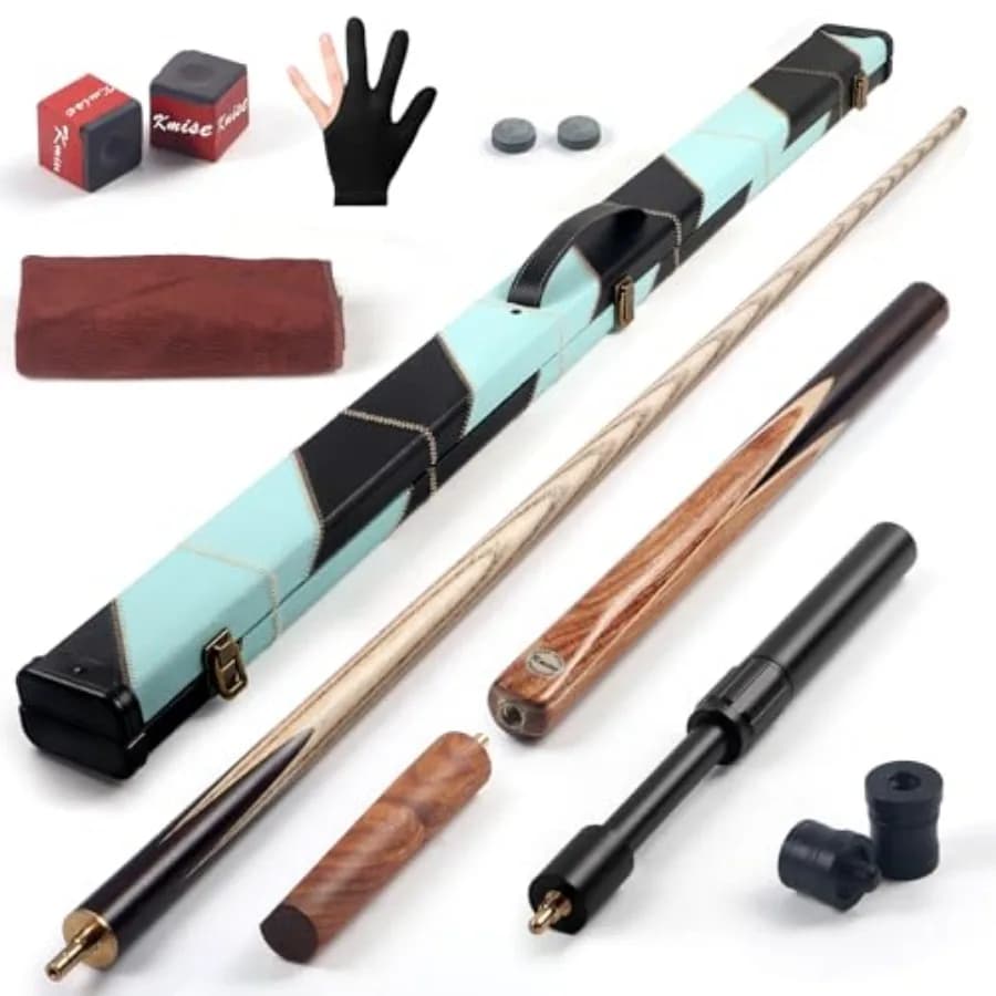 Stecca da Biliardo/Snooker 3/4 Split, 57'', Puntali da 9mm, 19, Stecca da Biliardo Artigianale, Giuntata a 4 Lati, Stecca Professionale con 2 E