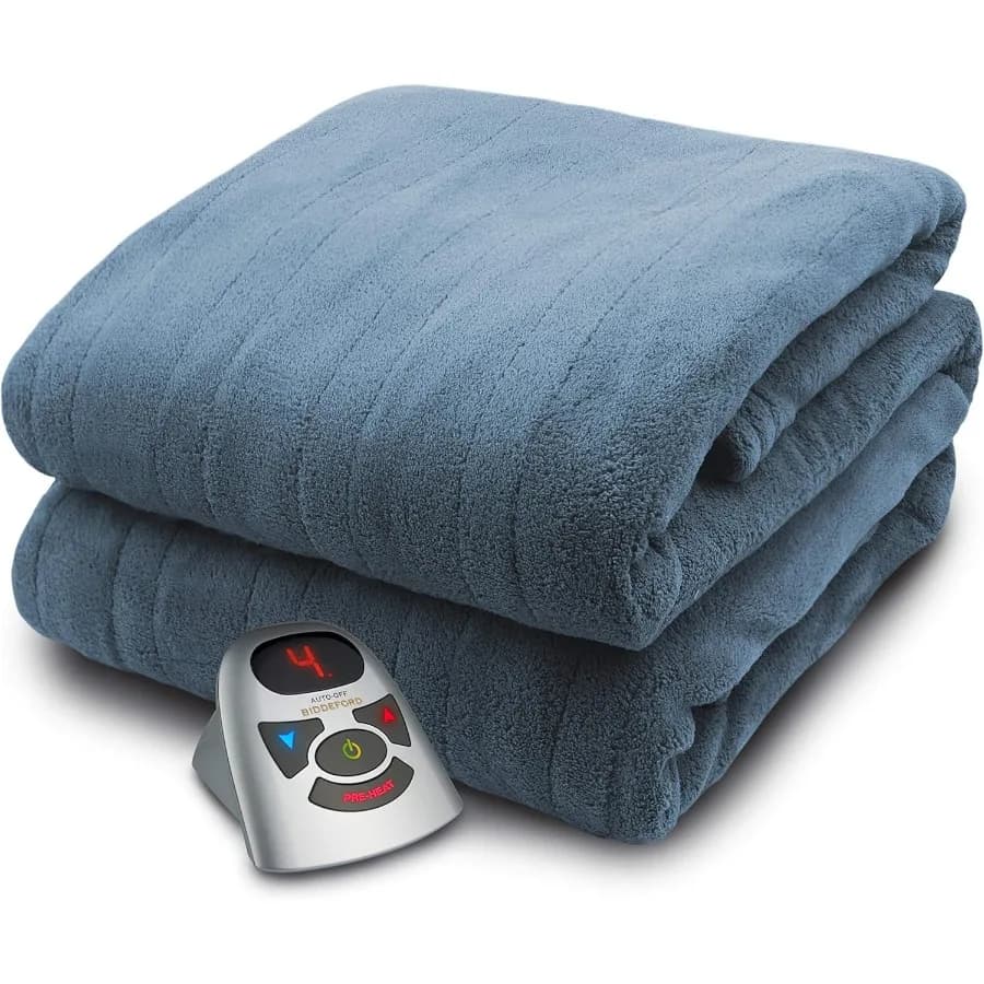 Coperta riscaldata elettrica in micro peluche con controller digitale Twin Blue