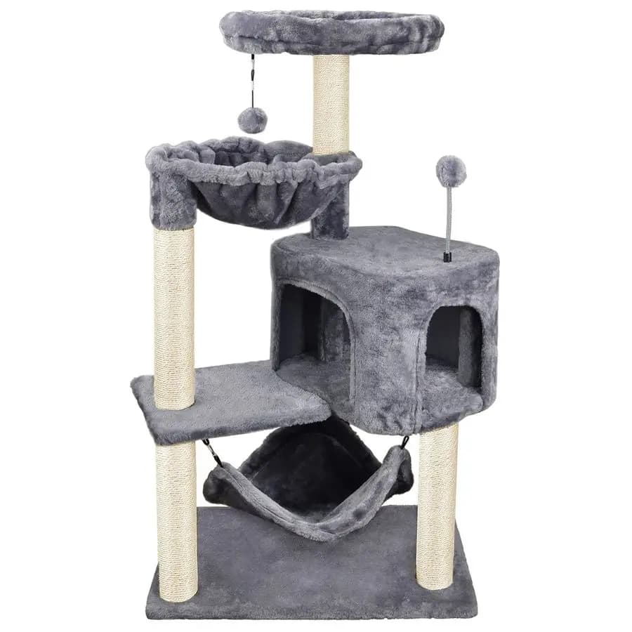 Albero per gatti con condo per gatti e grande amaca, grigio