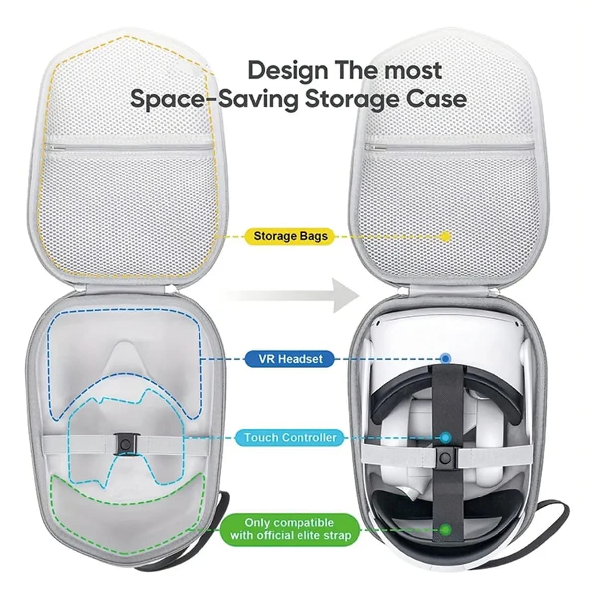 AAAE Hard Carrying Case for Basic/Elite VR Gaming Headset and Touch Controller Accessories