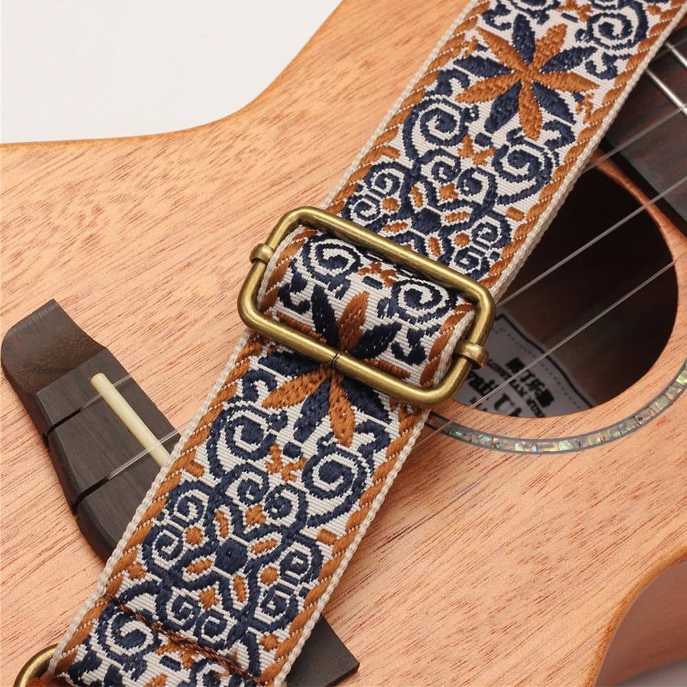 Tracolla per ukulele con motivo boho ricamato, tracolla per strumenti con motivo boho, regolabile, stile etnico, per chitarristi, uomini e donne