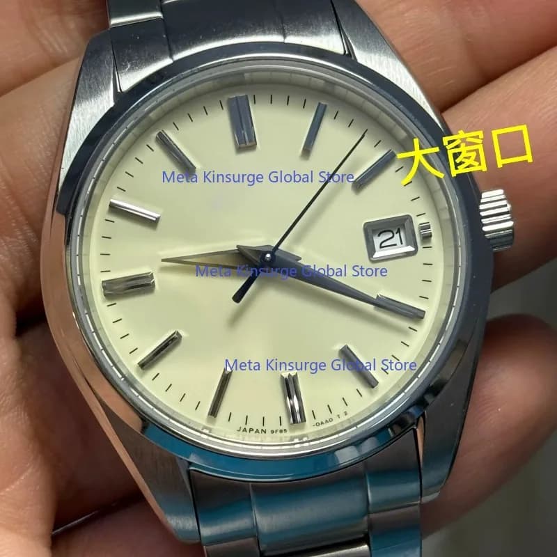 Quartz Watch 40mm Diameter 40 Thickness 8.9 Sapphire Mirror, Enameled Cream Dial Super Sharp 8-sided Polished Nail
