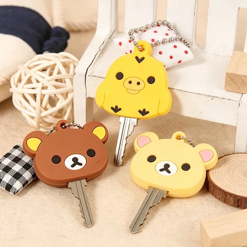 New Rilakkuma Key Protective Cover Key Chain Anime Relax Bear PVC Cases Backpack Bags Cartoon Cute Keychains Hot Sales Kids Gift