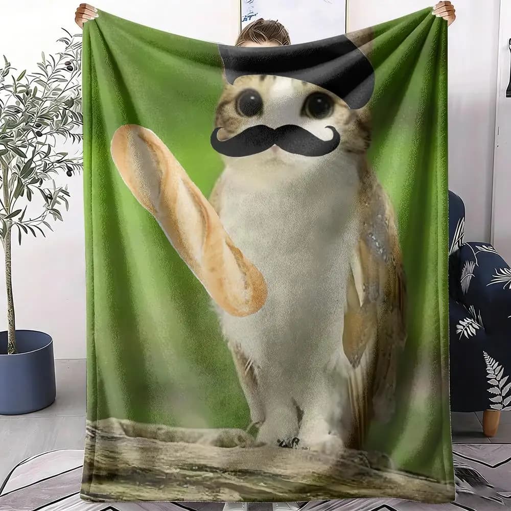 Internet Meowl Cat Owl Meme Throw Soft Flannel Throw Summer Blanket Lightweight Cozy Nap Blanket for Sofa Bed Travel