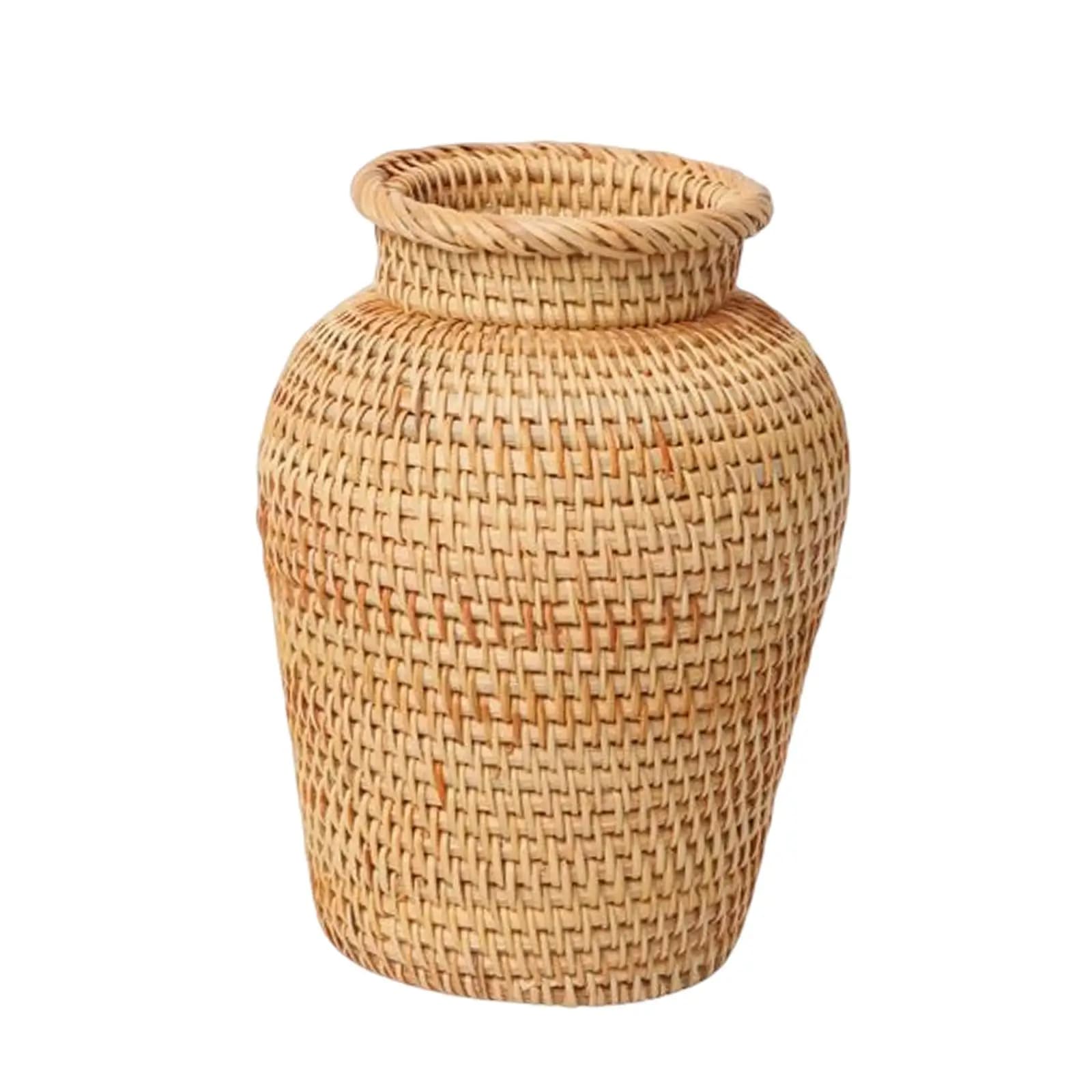 Vaso in Rattan, Vasi in Vimini, Vaso per Composizioni Floreali, Ornamento Artistico, Centrotavola, Cesto Portafiori per la Casa