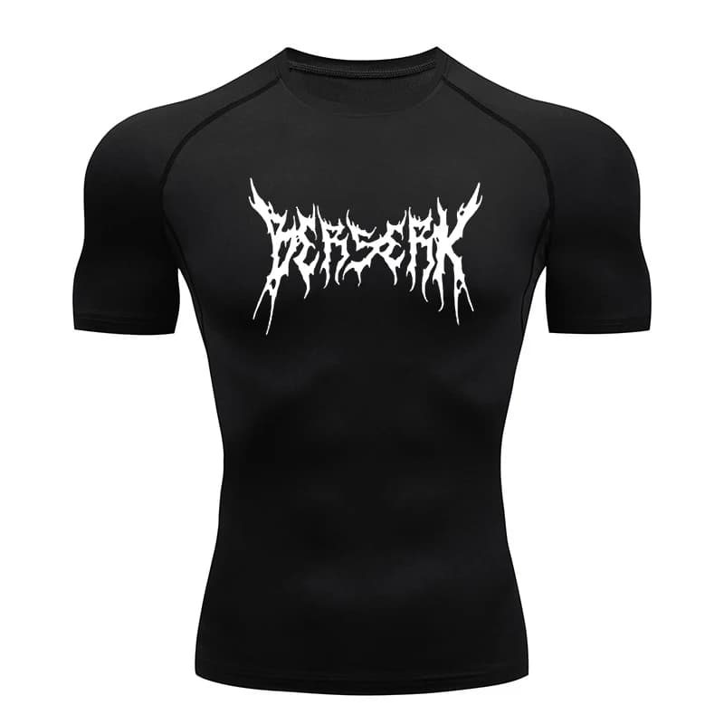 Gym Training Rash Guard for Men Athletic Compression Shirts Quick Drying T-shirts with Berserk Printing T-shirts Top Canottiere Baselayers