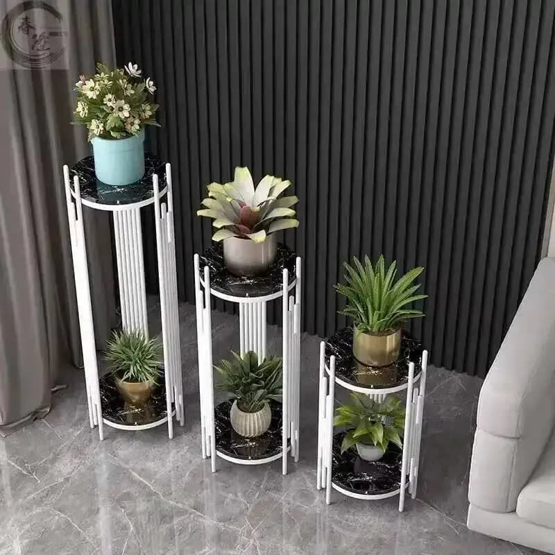 Supporto per Piante in Vaso, Espositore in Ferro per Fiori, Scaffale per Balcone e Aiuole, Organizzatore per Vasi