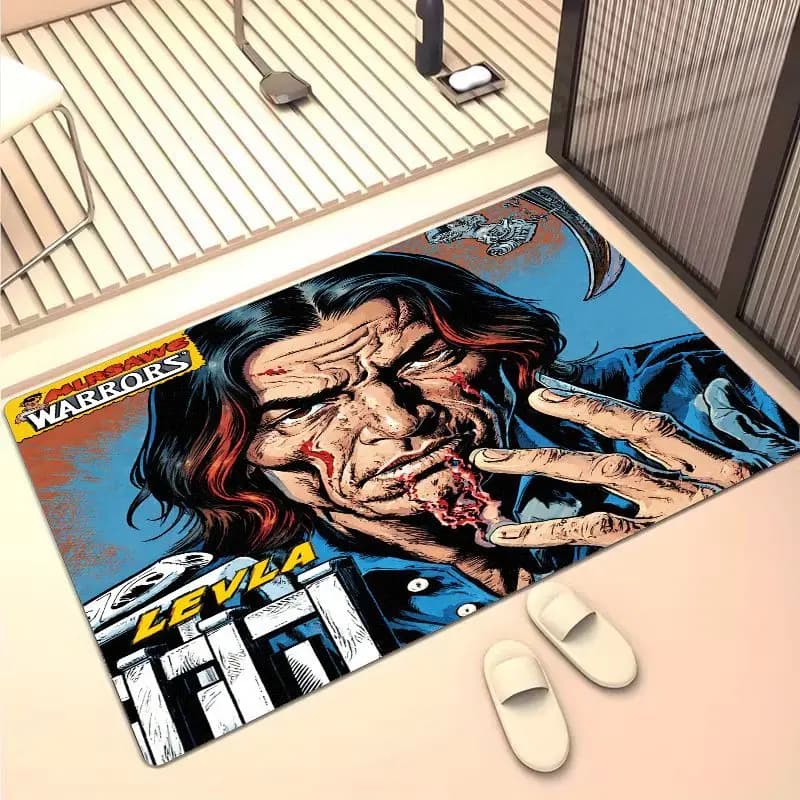 MURSAWE WARRIORS LEVLA Tappetino creativo in stile anime, tappetino decorativo in flanella per soggiorno, camera da letto, tappetino per porta, tappeto. Sui