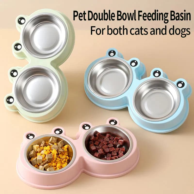 Ciotole Doppie per Cani, Ciotole in Acciaio Inox per Acqua e Cibo, Antiribaltamento, per Cuccioli e Cani di Taglia Media