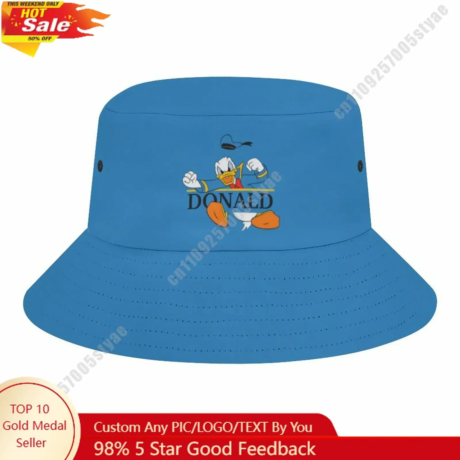 Fisherman's Hat Donald Duck Disney Cartoon, customizable with your graphic design, holiday gift, sun protection, fashionable hat