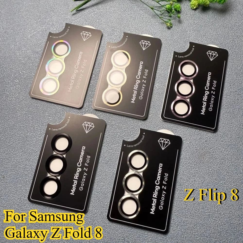 Nuova Pellicola Protettiva per Fotocamera con Anello Metallico 3D per Samsung Galaxy Z Fold 8 7 6 5 Z Flip 8 7 6 5, Vetro Temperato Ultra HD, Copertura Completa della Lente