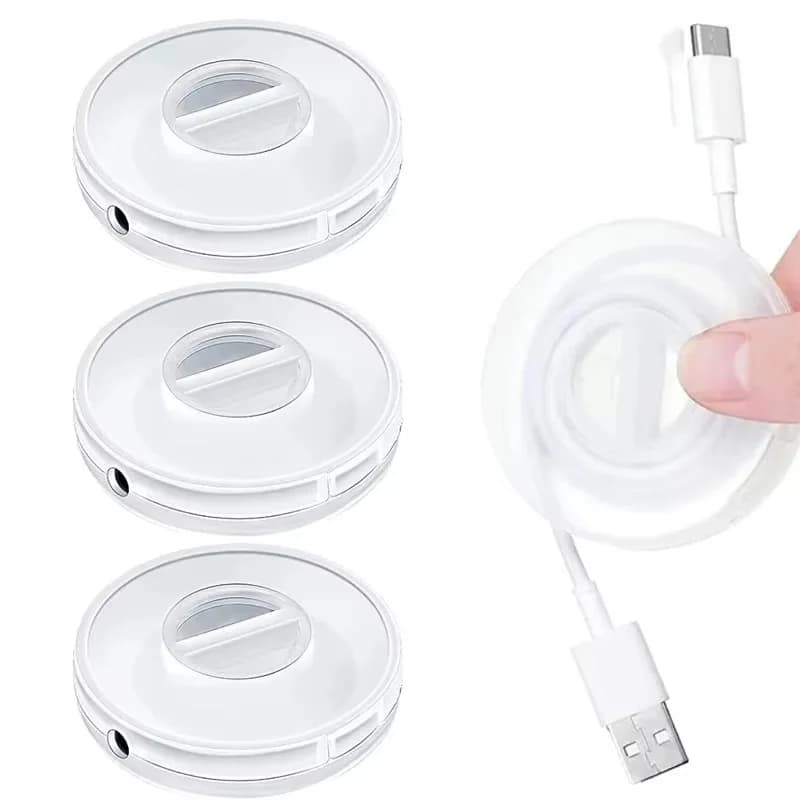 1/3 Pezzi Scatola Portacavi Rotonda Portatile, Contenitore Multifunzionale per Cavi Dati, Supporto per Caricabatterie USB per Casa e Ufficio, Gestione Cavi