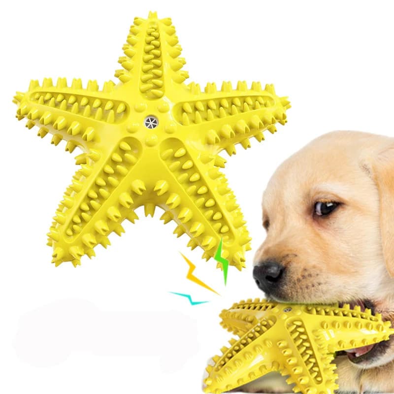 Giocattolo Spazzolino per Cani a Forma di Stella Marina, Accessorio per la Pulizia dei Denti dei Cuccioli, Giocattolo da Masticare per l'Addestramento, Accessori per Cani, Giocattolo Sonoro in Gomma Resistente ai Morsi, Forniture per Animali Domestici