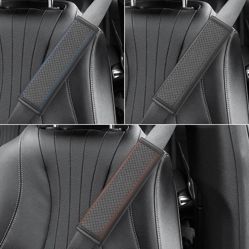 1PCS Breathable Leather Seat Belt Shoulder Cover, Soft Skin-Feel Anti-Neck Rubbing Protector Universal Car Accessories