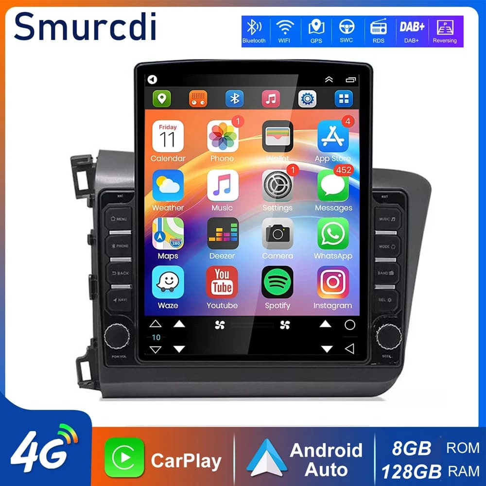 Android 15 CarPlay Auto Per Honda Civic 2012 2013 2014 2015 9.7 "Radio Auto Multimedia Video Stereo Lettore di Navigazione GPS 4G + WIFI
