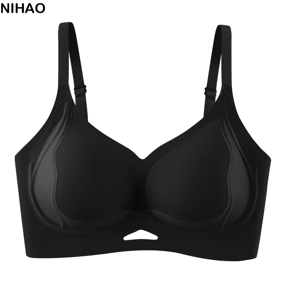 Reggiseno Wireless Aderente con Scollo Profondo a V, Anti-cedimento, Anti-shock, Push-up, Senza Cuciture, Effetto Rassodante, per Donna, Yoga