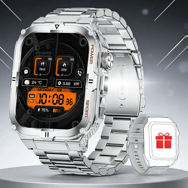 Orologio intelligente da uomo originale con torcia a LED, IP68, impermeabile, per sport all'aria aperta, monitor della salute, SmartWatch per IOS Android