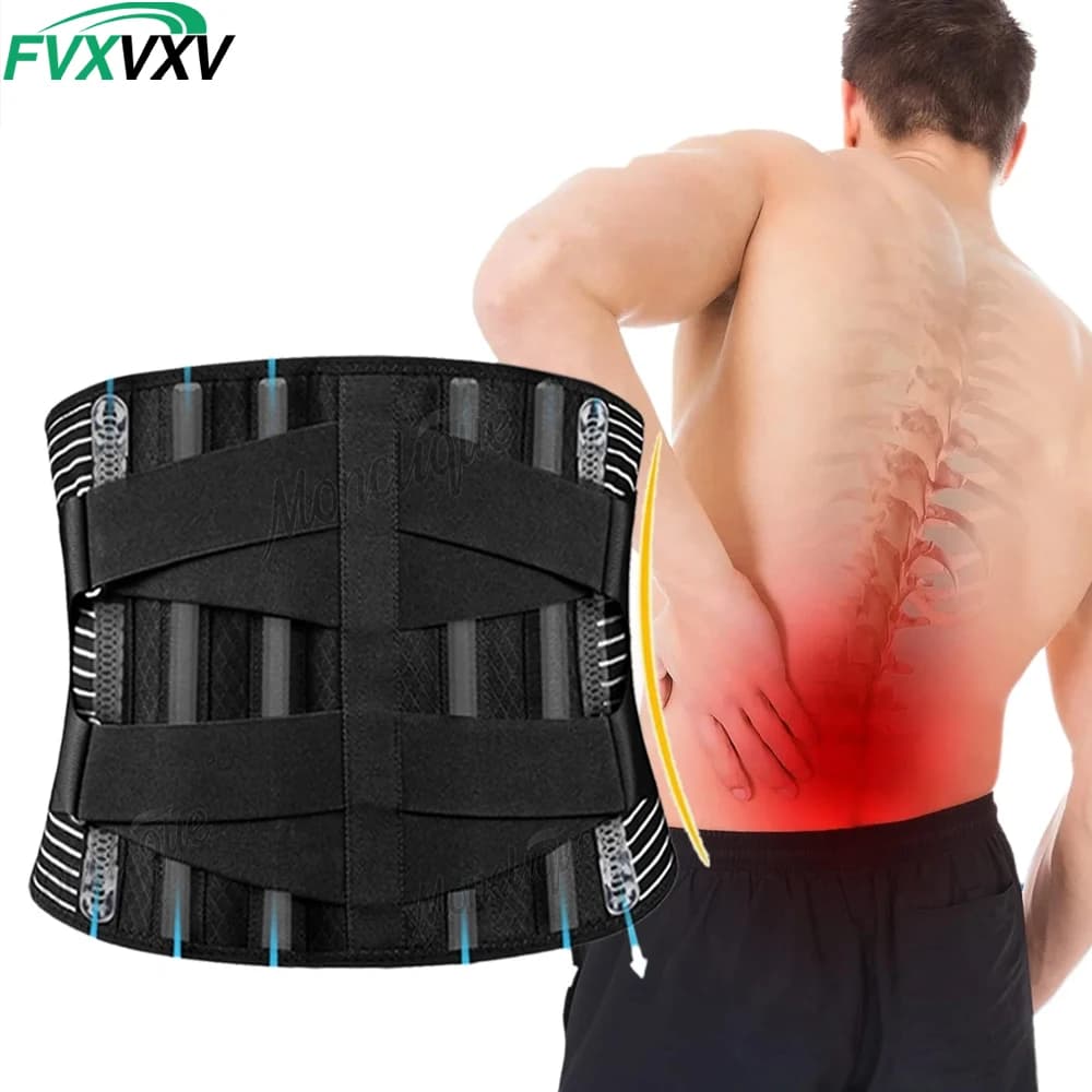 FVXVXV Lower Back Support Belt with 6 Stays – Breathable Anti-Slip Lumbar Brace for Workot, Men Women for Work Running Fitnes
