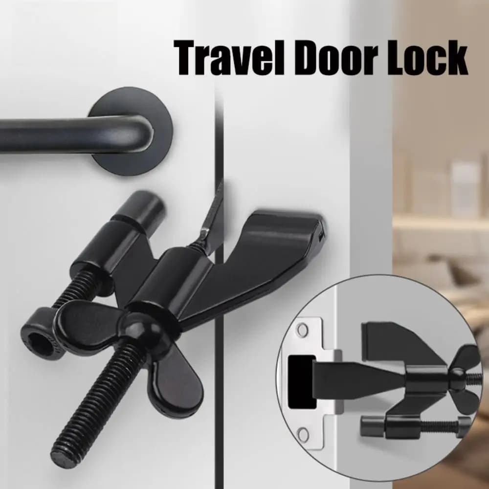 Serratura per porta da viaggio regolabile a caldo Fermaporta portatile in acciaio inossidabile Fermaporta leggero e resistente per casa e appartamento