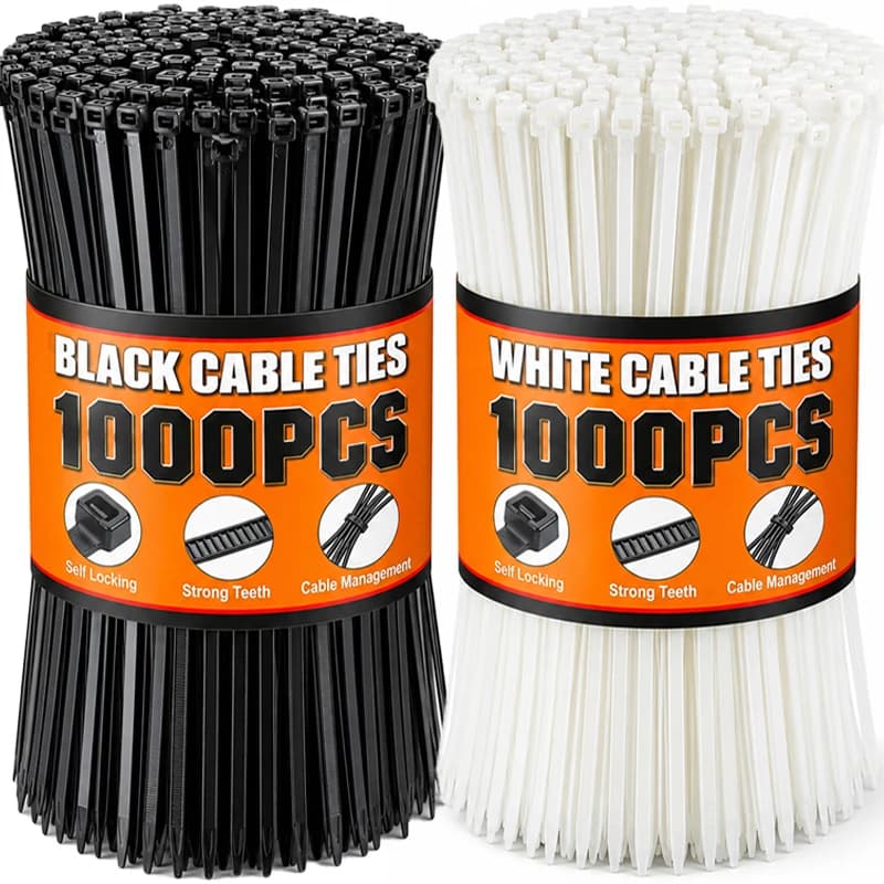 Black White Nylon Cable Ties Adjustable Self-locking Fastening Rings Zip Tie Cable Wires Fixing Ties for Home Offices Industrial