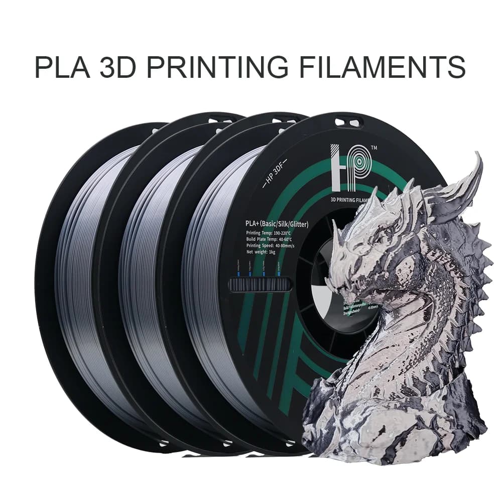 HP3DF 3D Printer Filament, Silk Silver PLA Filament 3KG(3rolls) 1.75mm, Accuracy +/- 0.02mm, Fit Most FDM Printers