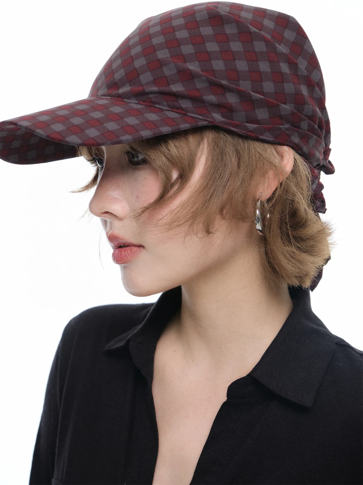 Trendy American Retro Plaid Tie Baseball Cap Unisex Spring Summer Fashionable Hip Hop Scarf Hat Adjustable round Crown Cap