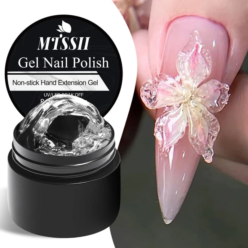 8ml trasparente antiaderente mano estensione solida smalto gel per unghie intaglio fiore nail art costruzione gel UV smalto acrilico manicure fai da te