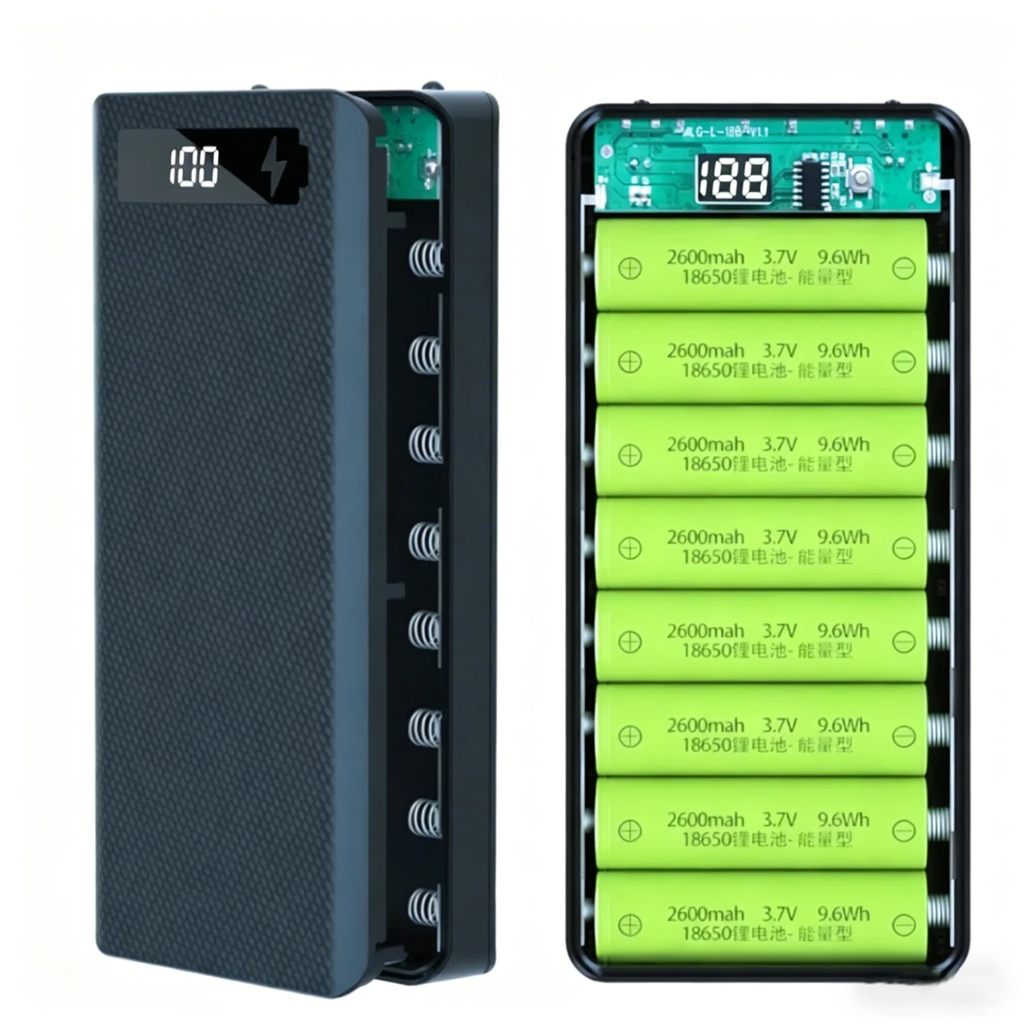 DIY 8/10 Slot 18650 Battery Holder Power Bank Case Dual USB Type C Charger Shell For iPhone Xiaomi Huawei 18650 Battery Cases