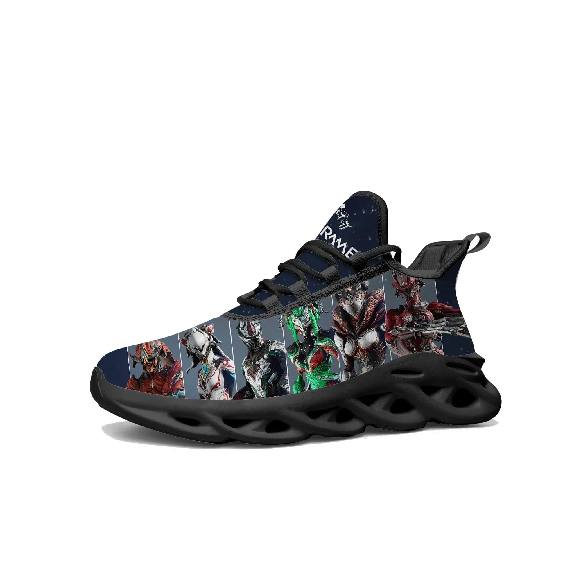 Scarpe da ginnastica basse Anime Cartoon Game Warframe, scarpe sportive da corsa da uomo e da donna, scarpe con lacci su misura