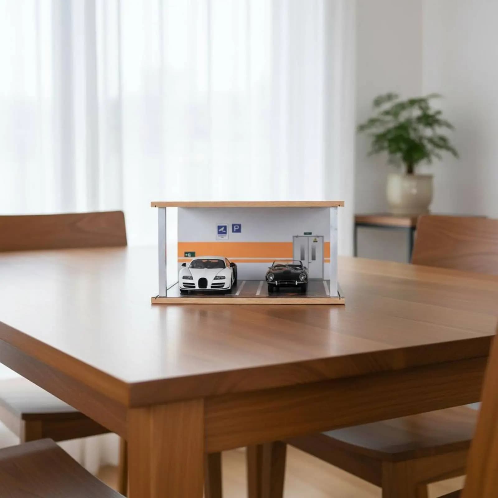 Vetrina per Auto in Scala 1:18, Modello Realistico con Illuminazione, Garage di Parcheggio Alimentato a Batteria