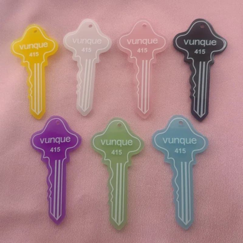 7pcs Acrylic Jelly Color Key Shape Pendant DIY Handmade Keychain Necklace Pendant Accessories Material