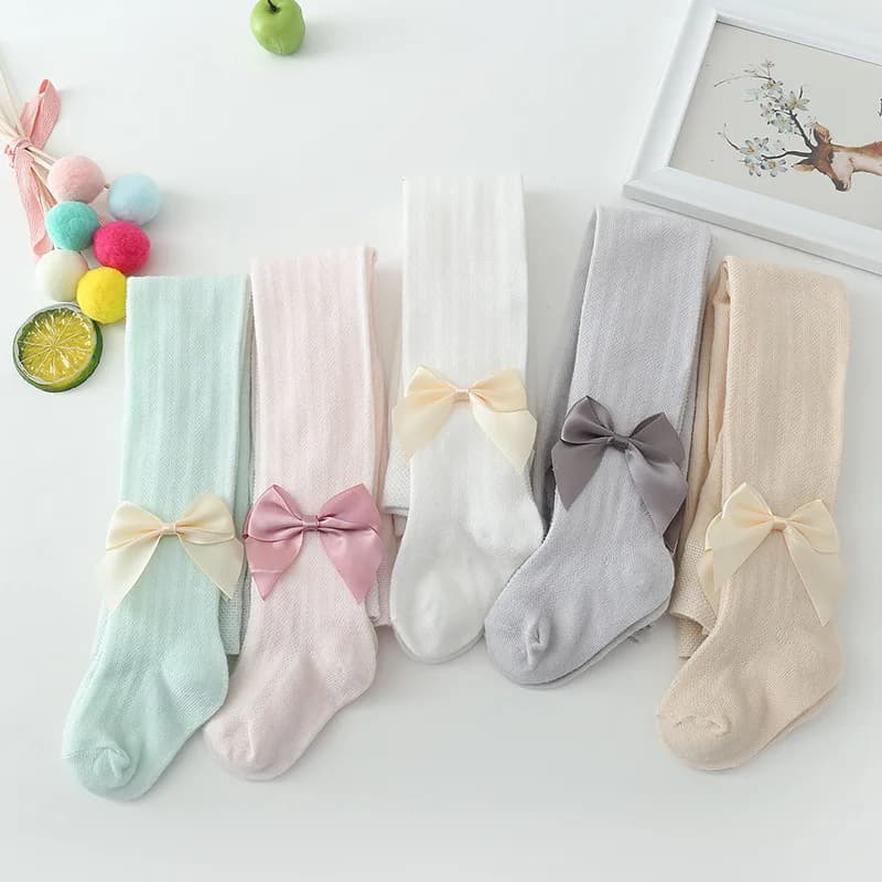 Collant Estivi 2026 per Bambine, in Morbido Cotone Traspirante con Fiocco Decorativo, Calze a Rete Anti-zanzare per Neonati e Bambini