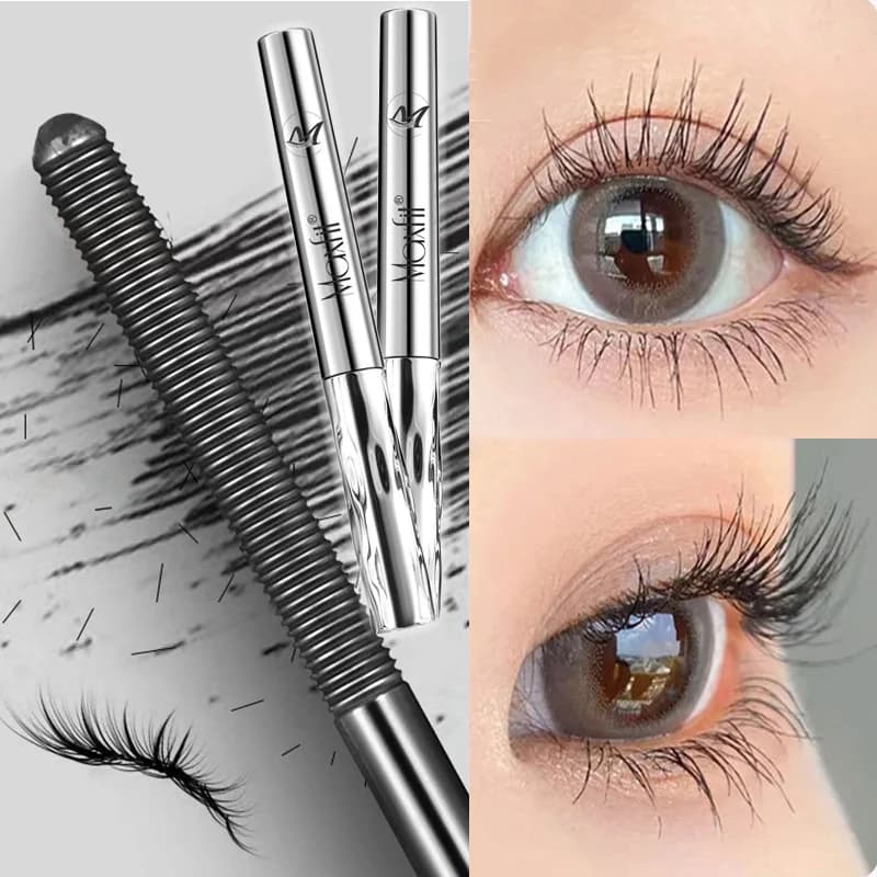 Metal Mascara with Silk Fibres Waterproof Black for Long and Incurved Eyelashes, Not Grumulating, Cosmetic for Make Eyes