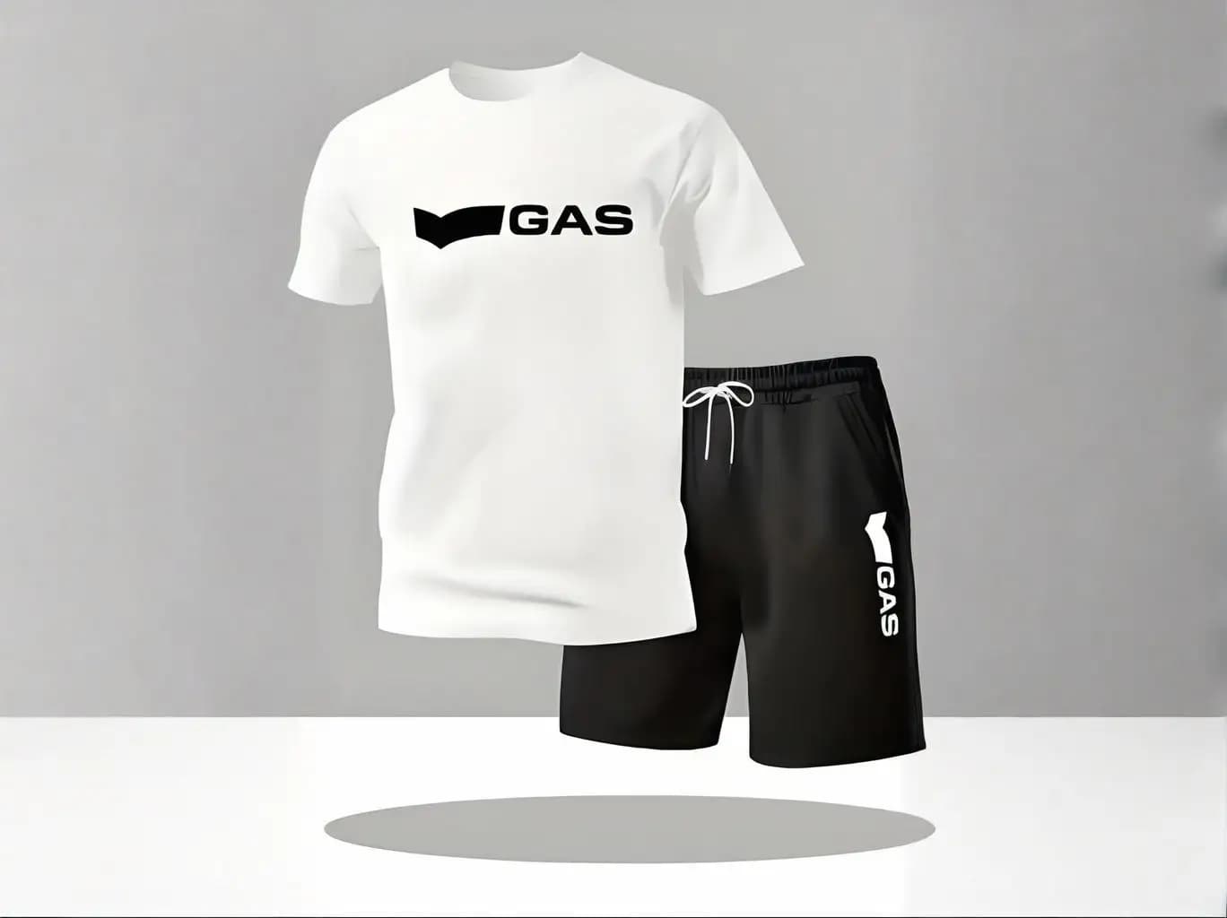 Set casual da uomo con pantaloncini a maniche corte, set da 2 pezzi, traspirante, girocollo, alla moda per l'outdoor, stampa trifoglio