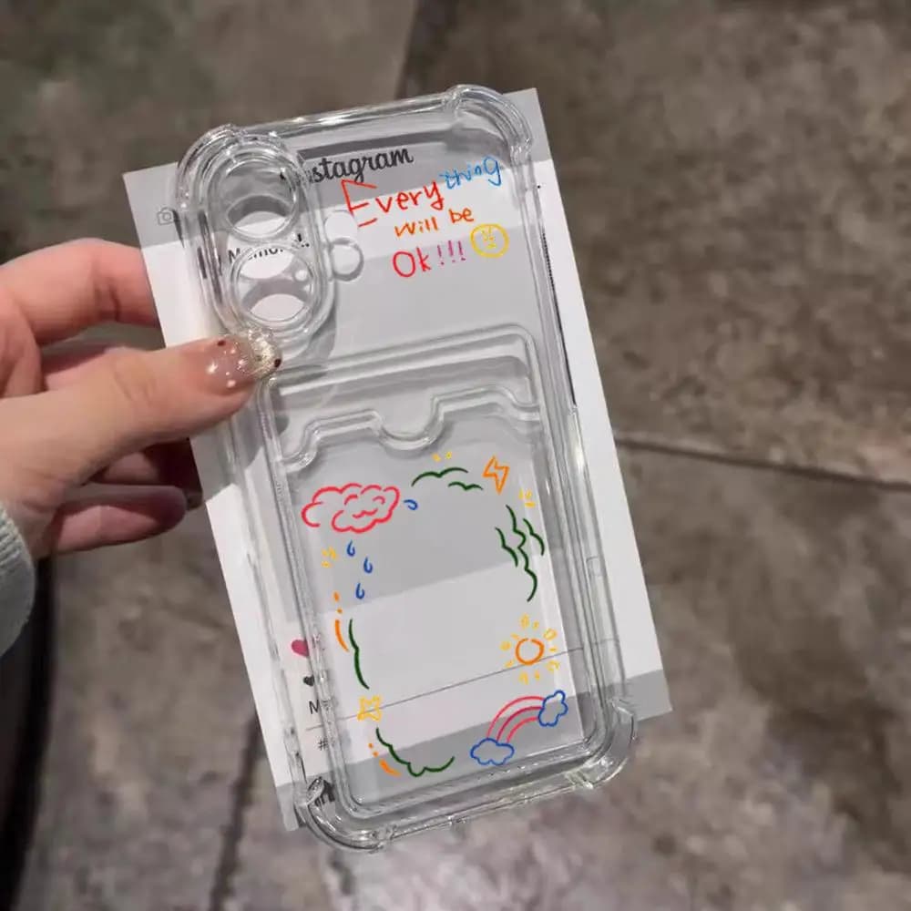 HYBXAXC Pastel Color Line Art Puppy Card Holder Phone Case For Apple iPhone 16 15 14 13 Pro Max XS XR Premium Anti Crash Flip