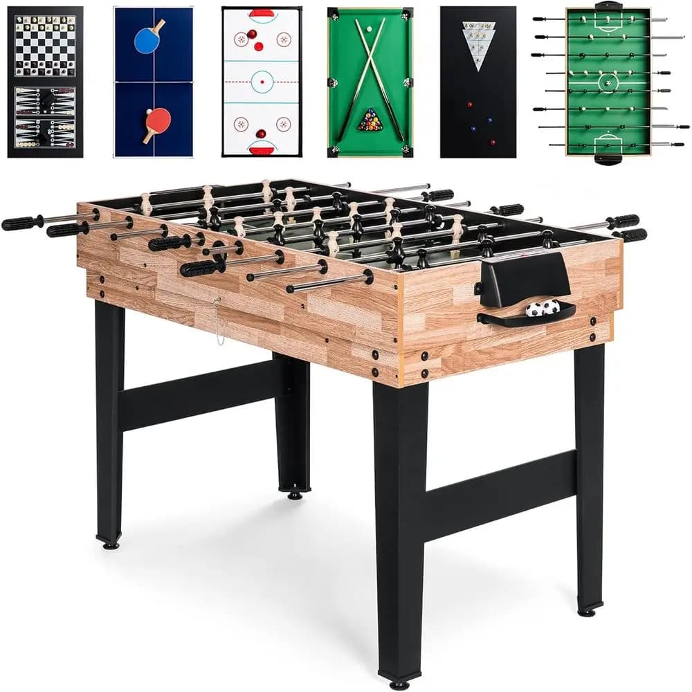 Tavolo da Gioco Multifunzione 2x4 Piedi per Casa: Hockey, Calcio Balilla, Biliardo, Shuffleboard, Ping Pong, Scacchi, Dama, Bowling, Backgammon