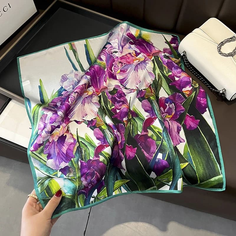 2024 100% vera seta sciarpa quadrata donna designer stampa floreale fazzoletto da collo femminile scialle di lusso hijab bandana fascia
