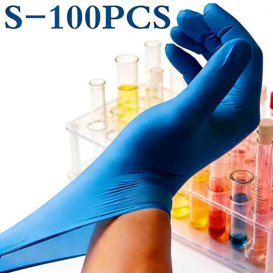 100 Pezzi di Guanti Monouso in Nitrile, Senza Lattice, Super Resistenti agli Oli, per Pulizie Domestiche e Lavori in Cucina
